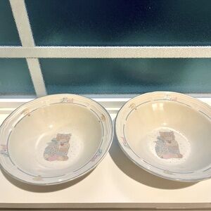 Tienshan Vintage 90’s Stoneware Dinnerware Bowls-Set of 2-Cottagecore, CalicoCat